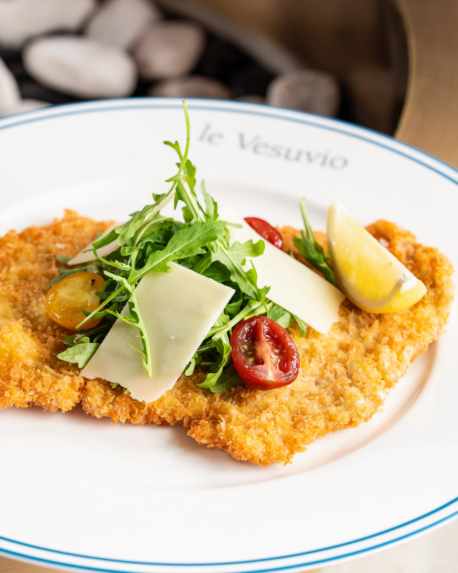 Milk-fed Veal Milanese dish served by Le Vesuvio Italian Fine Dining Restaurant in Jeddah Yacht Club