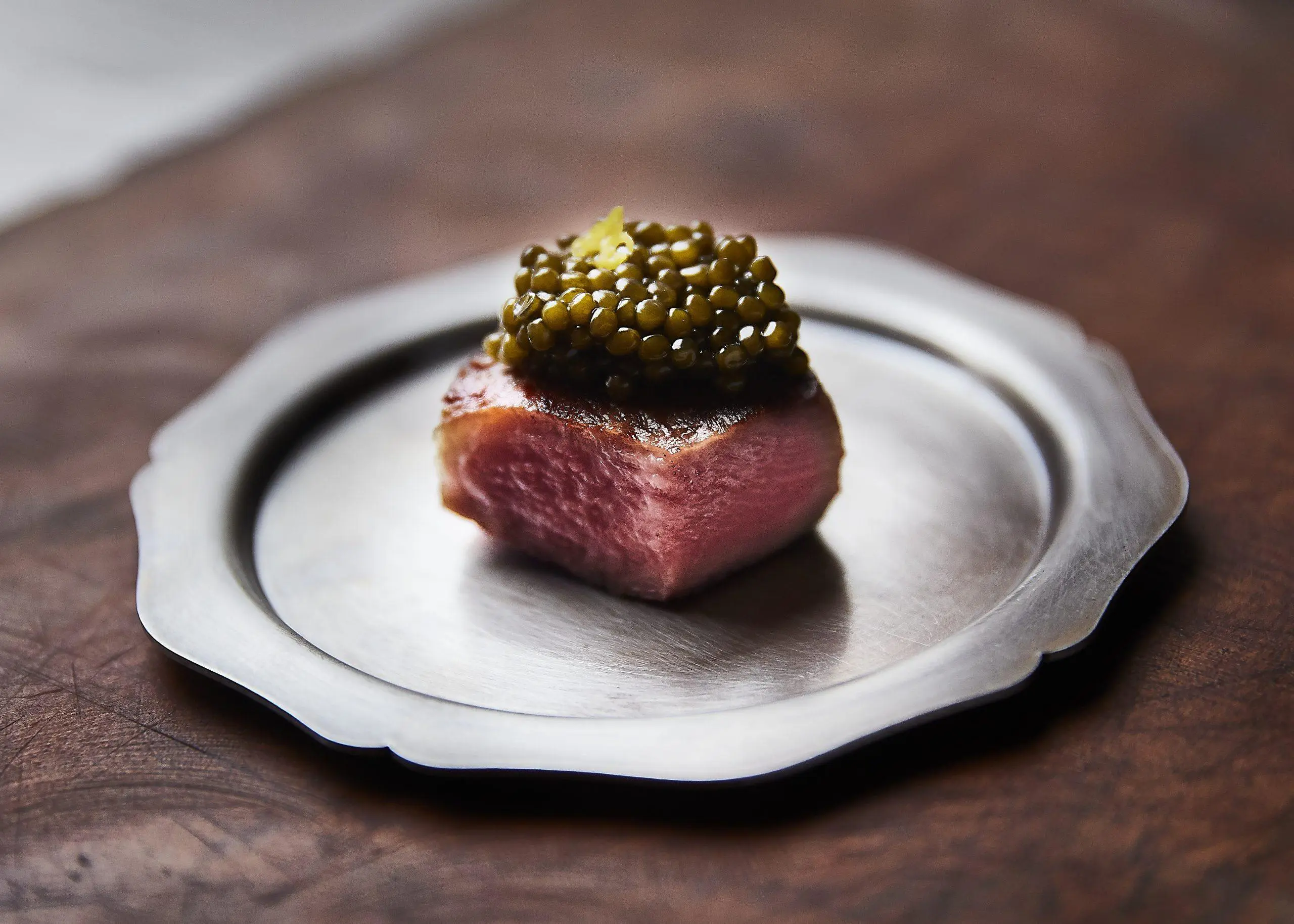 Unique dish contains Wagyu beef with caviar on top served from Wagyumafia restaurant in Via Riyadh